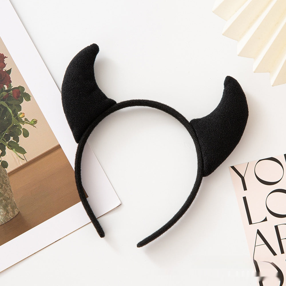Children's Halloween Devil Horn Headband — in use