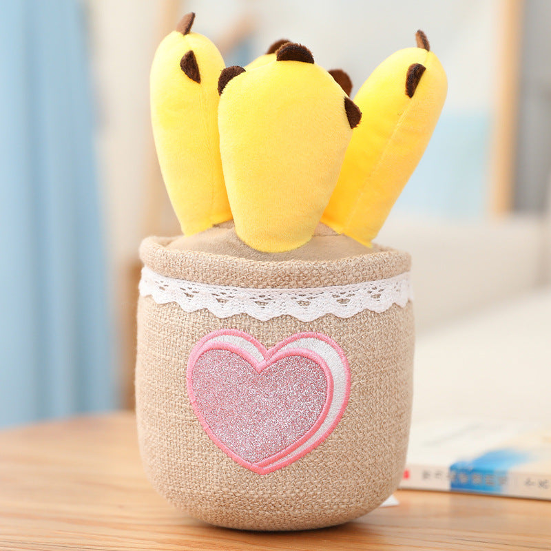 New Cute Potted Plants Mushroom Ornaments Plush — detail
