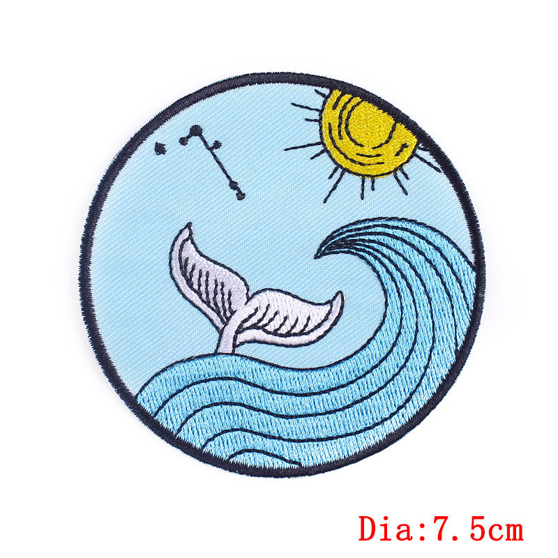 Anime Wave Embroidery Cloth Paste Computer Embroidered T Shirt With Back Glue DIY Patch — packaging