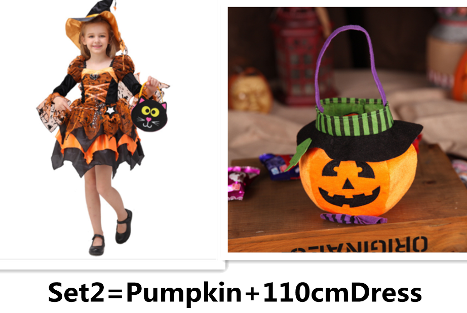 Halloween Children Costume Cosplay Witch Princess Dress — back view