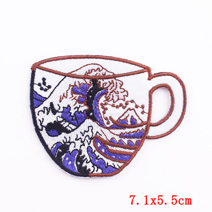 Anime Wave Embroidery Cloth Paste Computer Embroidered T Shirt With Back Glue DIY Patch — side view