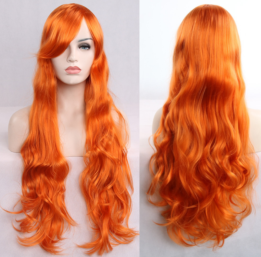 Anime cos wig color 80cm long curly cosplay role playing — side view