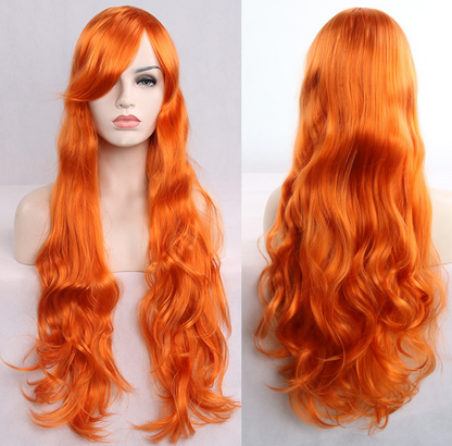 Anime cos wig color 80cm long curly cosplay role playing — side view