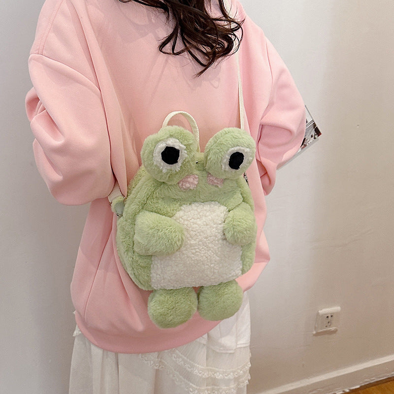 Soft And Adorable Frog Doll Plush Bag — detail
