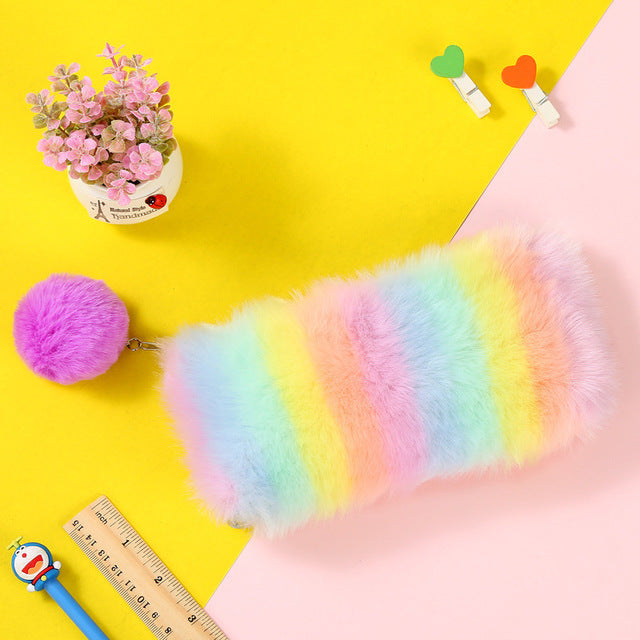 Rainbow plush stationery storage bag | Magic Stories
