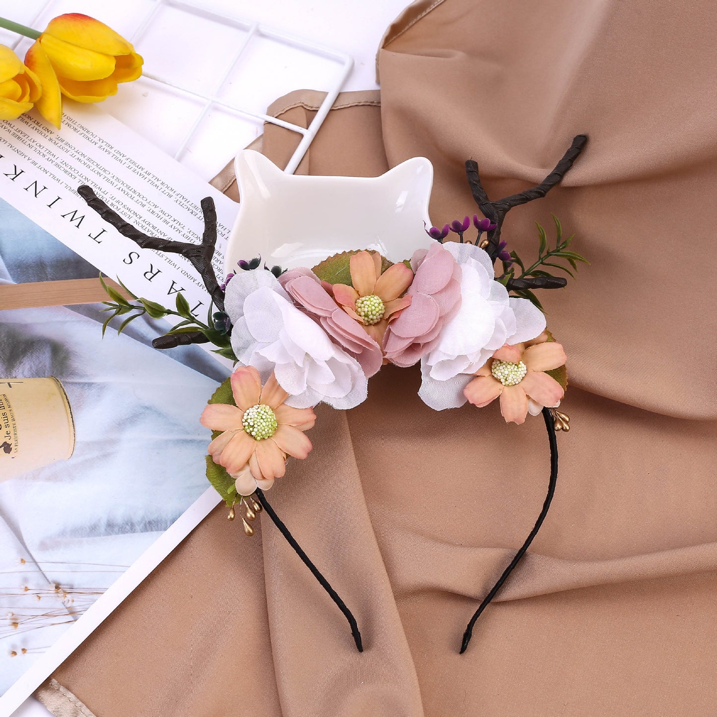 Antlers headband party party prom headband — scale reference