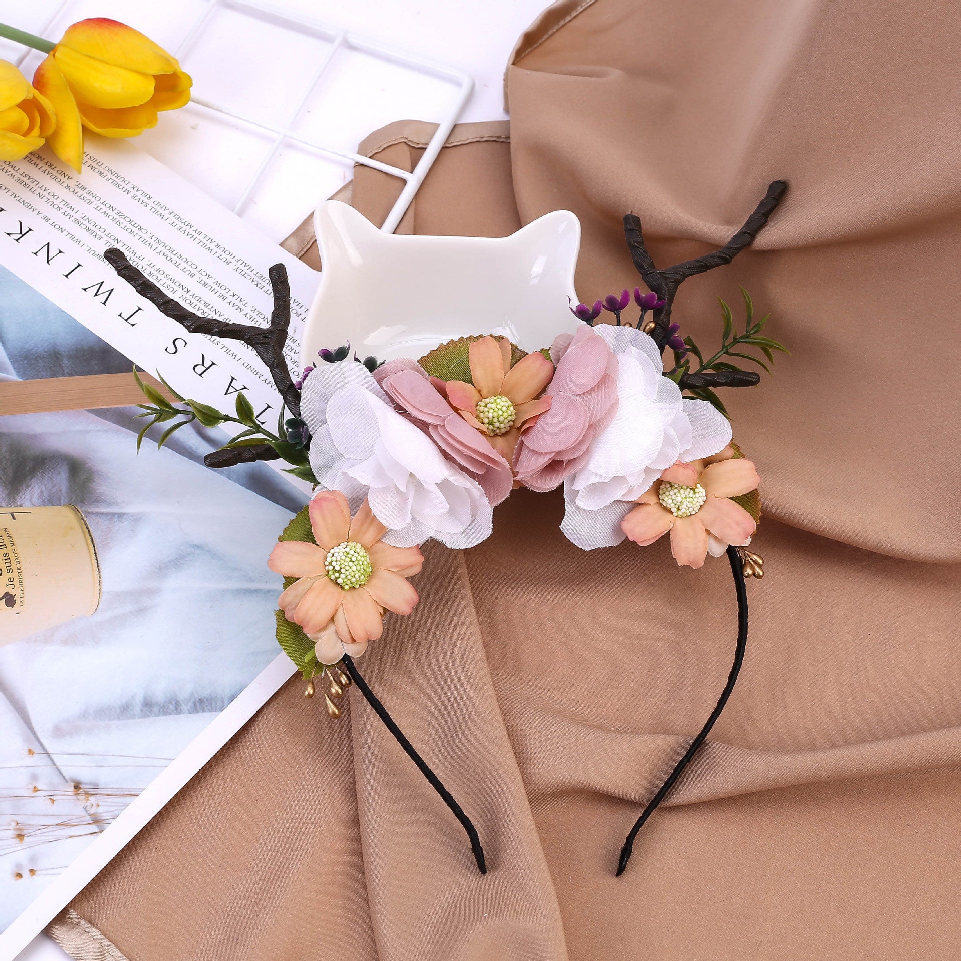 Antlers headband party party prom headband — scale reference
