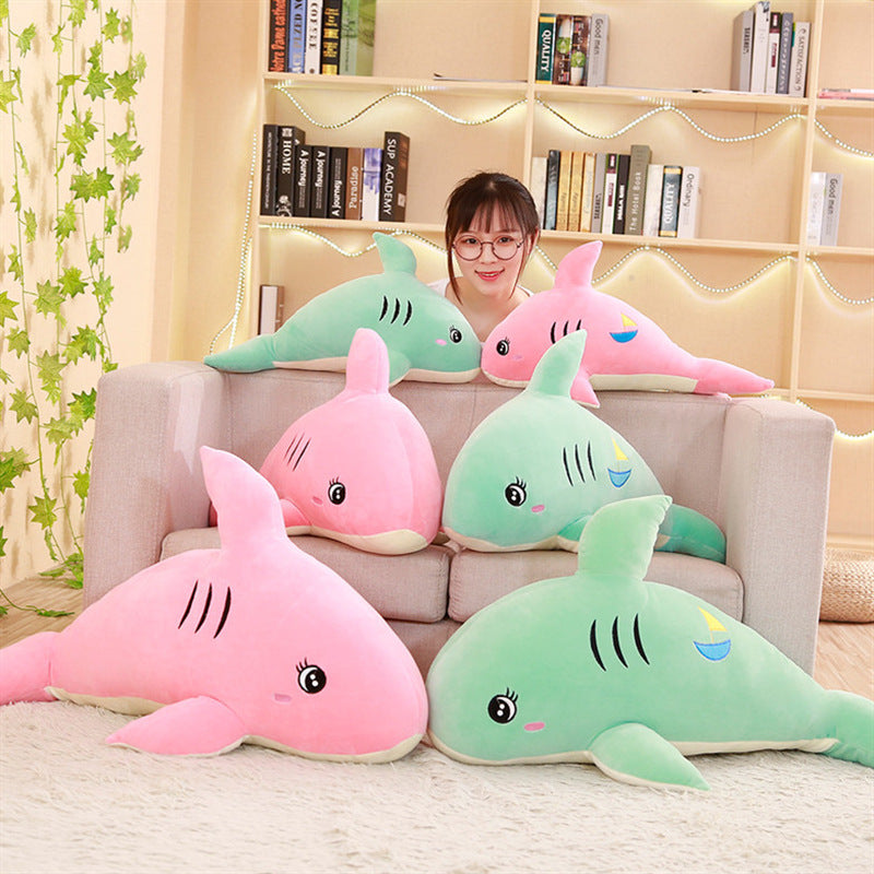 Feather Soft Body Shark Shape Doll Pillow — side view