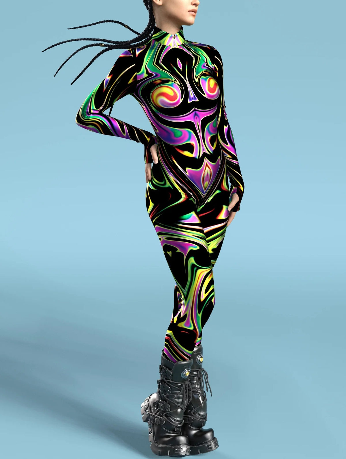 Video Game Pattern Digital Printing Cosplay Cosplay Clothes Tight Jumpsuit — in use