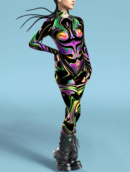 Video Game Pattern Digital Printing Cosplay Cosplay Clothes Tight Jumpsuit — in use