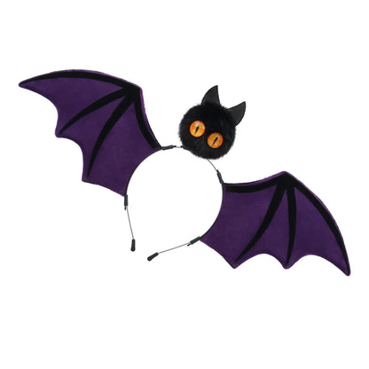 Halloween Vampire Bat Wings Headband, Funny Furry Beast Ear Cosplay Hair Hoop, Novelty Spooky Bat Costume — side view