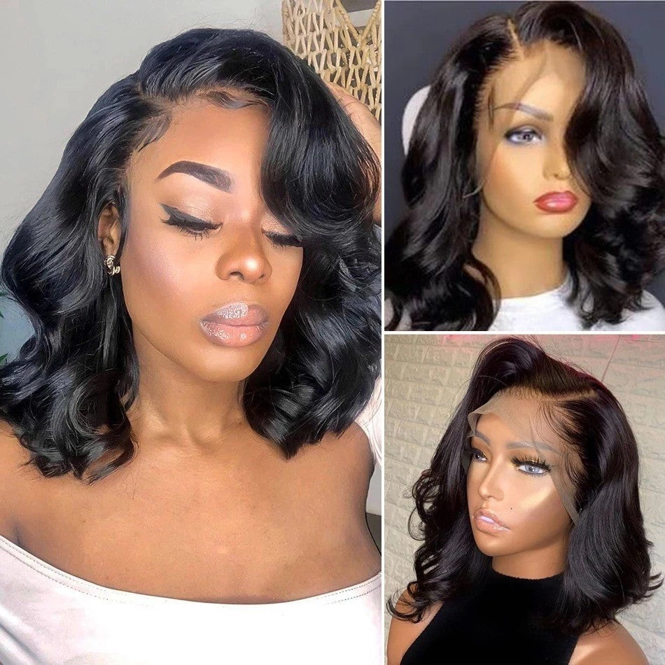 Black Lace Part Wig - Women's Natural Side-Part Hair — back view