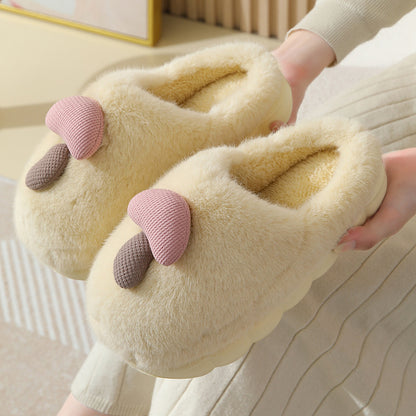 Cute Mushroom Cotton Slippers For Women Thick-soled Autumn And Winter Plush Slipper Indoor Non-slip Eva Household — detail