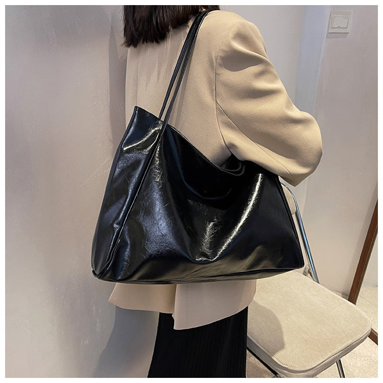 Vintage Women's Tote Bag Athletic Casual Fashion Large Capacity Leather Shoulder Bag Shopper Harajuku Simple — packaging