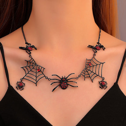 Halloween Gothic Accessories 3-Piece Set — Coffin Bag, Spider Web Necklace & Skull Couple Necklace — back view