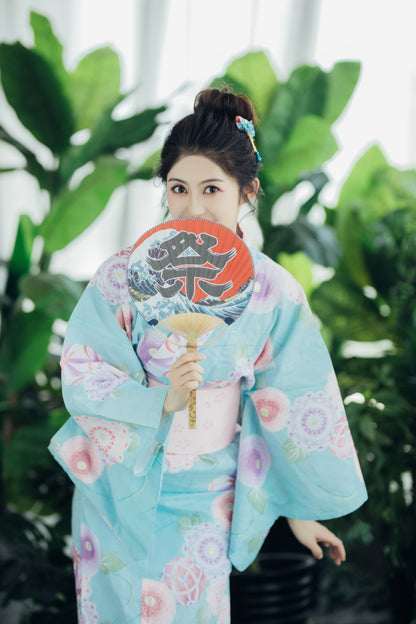 Japanese Kimono Female Komon Formal Dress Tradition — side view