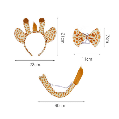Giraffe Costume Set: Headband With Ears And Horns, Bow Tie, And Tail — detail