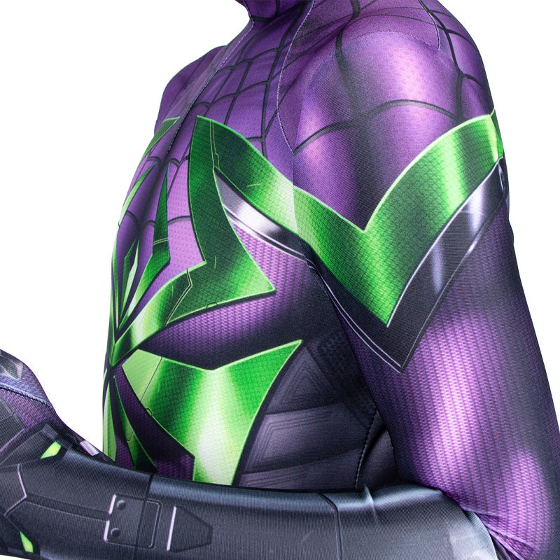 Marvel's Spider-Man Miles Morales Purple Reign Suit Kids Jumpsuits Cosplay Costume — scale reference