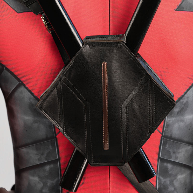 Deadpool 3 Wade Wilson Jumpsuit Cosplay Costume — Red & Black — scale reference