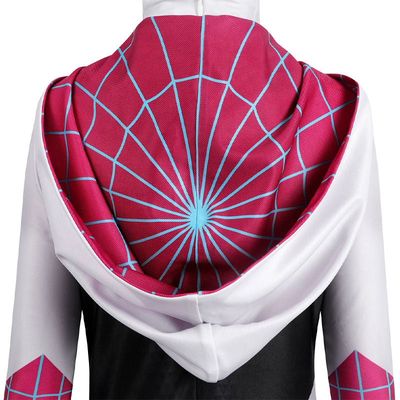 Spider-Verse Gwen Stacy Kids Jumpsuit Cosplay Costume — scale reference