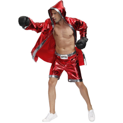 Red Couple Boxer Suit Cosplay — back view