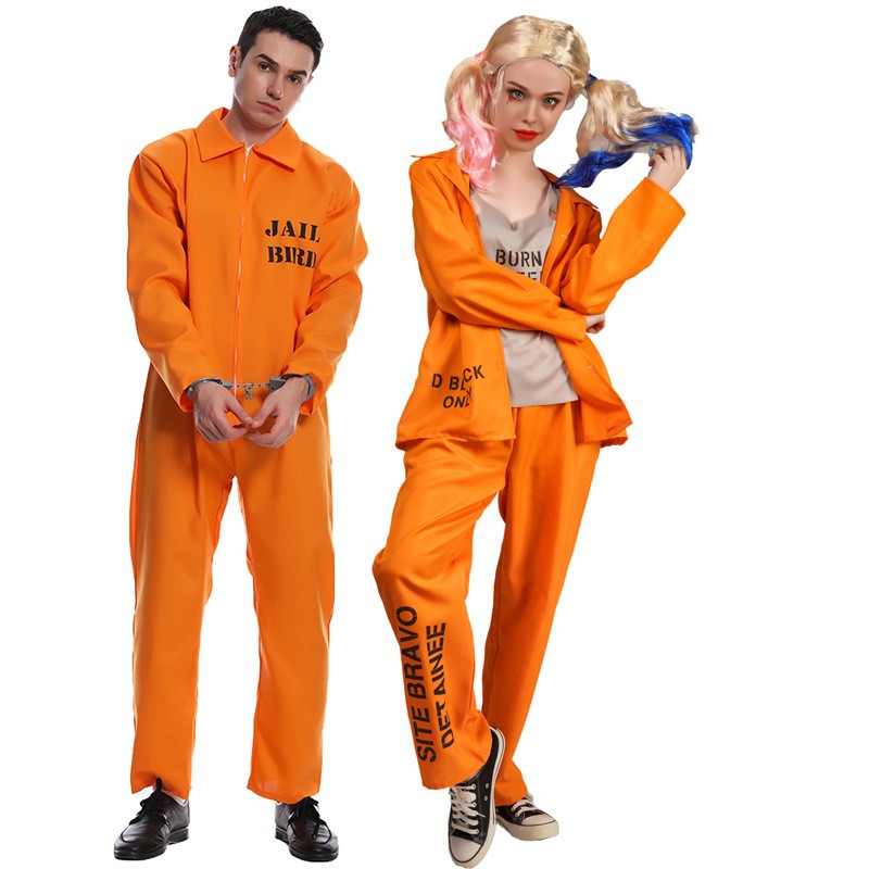 Halloween Orange Prisoner Cosplay Party Costume Jumpsuit — detail