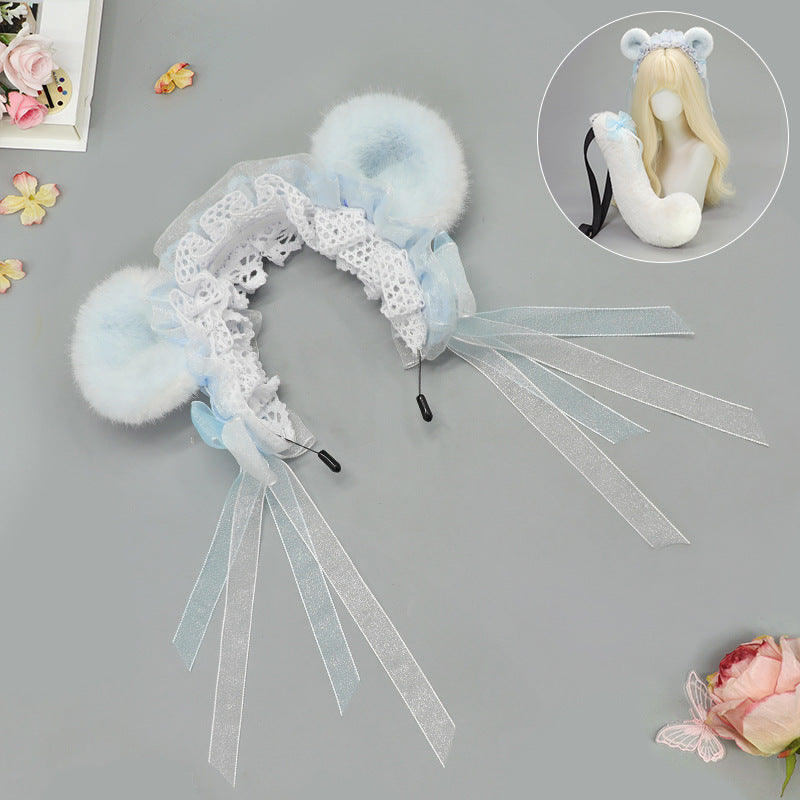 Handmade Hamster Ears Animal Ears Headband Plush Tail — scale reference