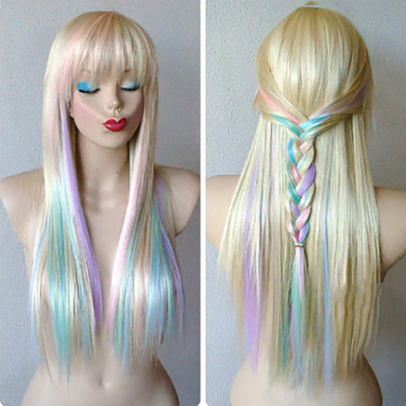 Colorful Gradient Color Harajuku Ice Cream Harajuku Wig — back view