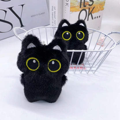Big-eyed Black Cat Plush Doll Keychain | Magic Stories