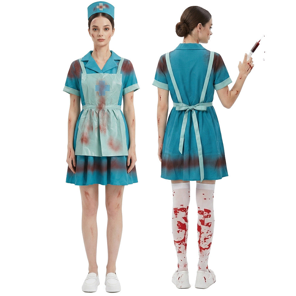 Zombie Nurse Cosplay Costume With Bloodstains Nurse Uniform — packaging