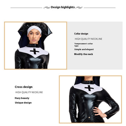 Cos Nun Costume Halloween PU Leather Punk | Magic Stories