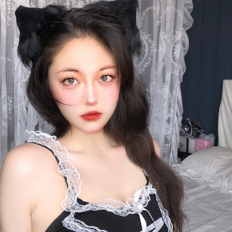 Plush Cute Cat Ears Headband — side view