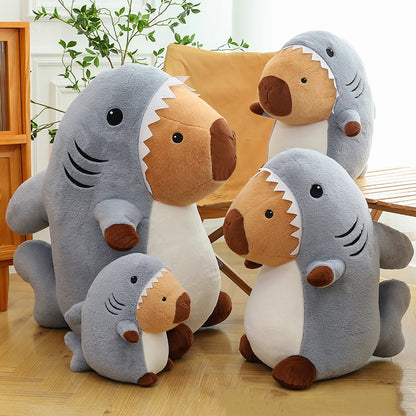 Shark Transformation Capybara Plush Toy Pillow — detail