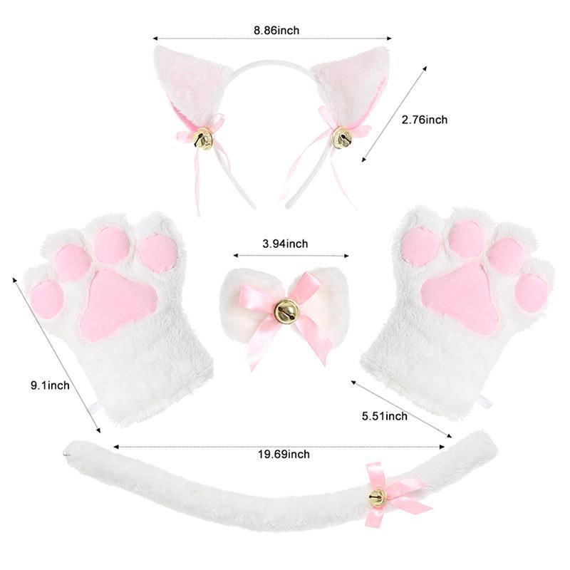 Cute Cat Props Cat Ears Headband Cat's Paw Gloves Cat Tail Accessories Set — packaging