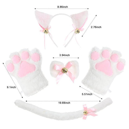 Cute Cat Props Cat Ears Headband Cat's Paw Gloves Cat Tail Accessories Set — packaging