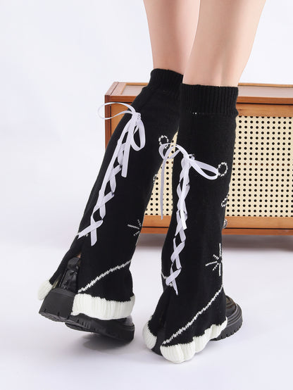 Y2K Goth Lolita Flared Knit Lace Tie Leg | Magic Stories