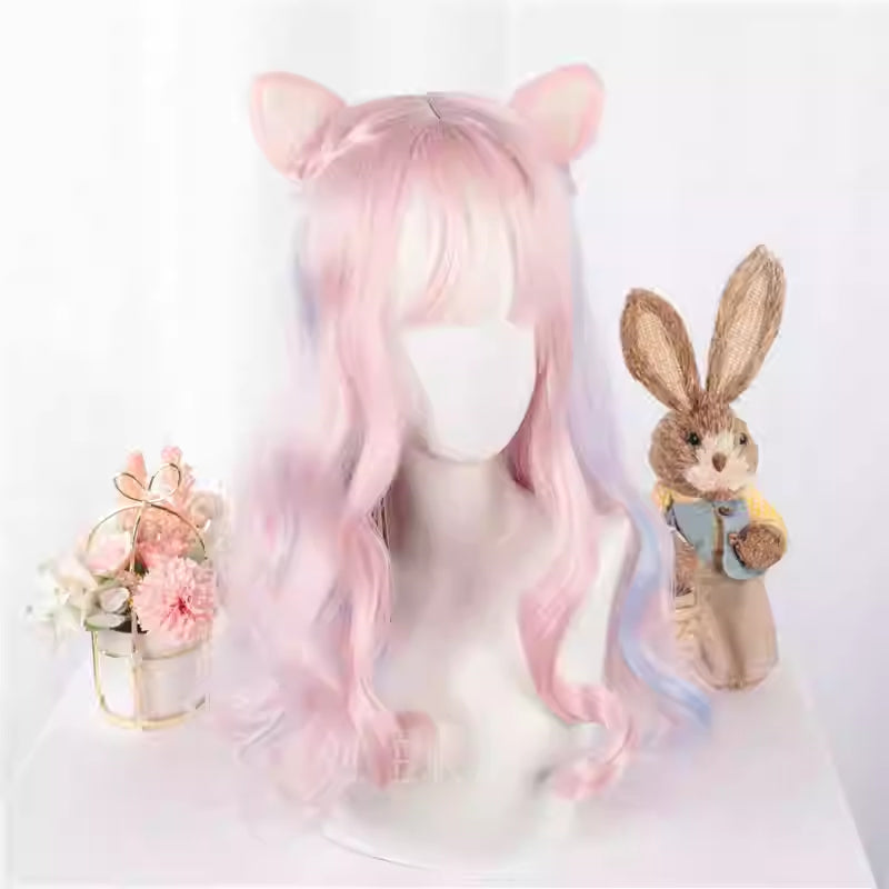 Soft Girl Long Curly Hair In Rainbow Colors Cute And Adorable Cosplay Wig For Girls — back view
