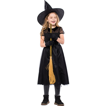 Halloween Witch Costume Black Mesh Children's Clothing — detail