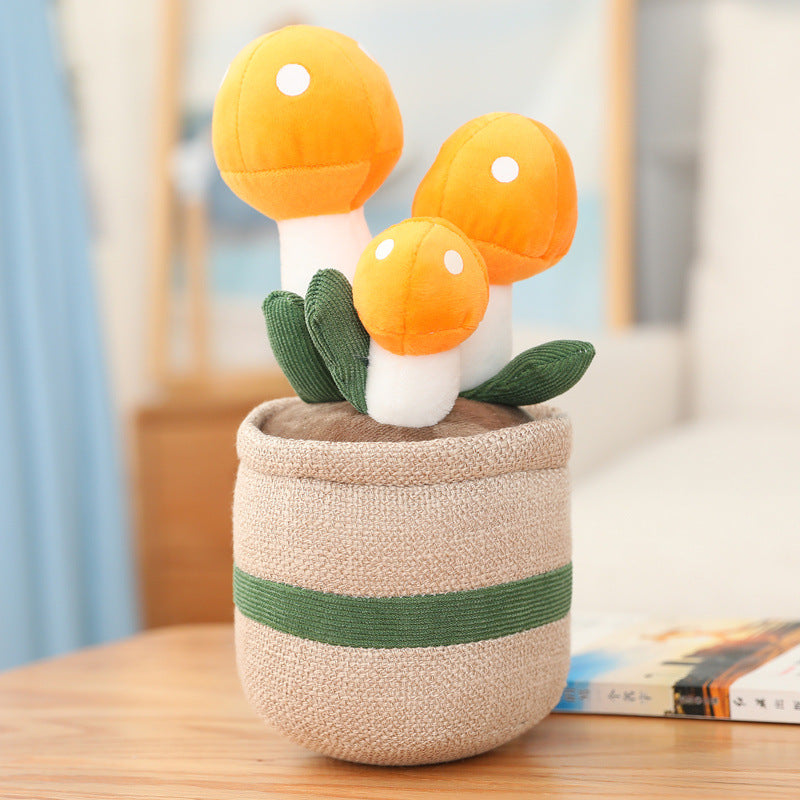New Cute Potted Plants Mushroom Ornaments Plush — side view