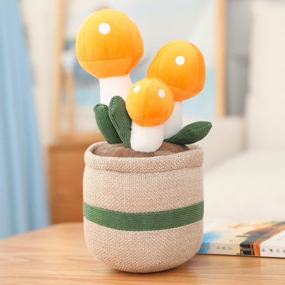 New Cute Potted Plants Mushroom Ornaments Plush — side view