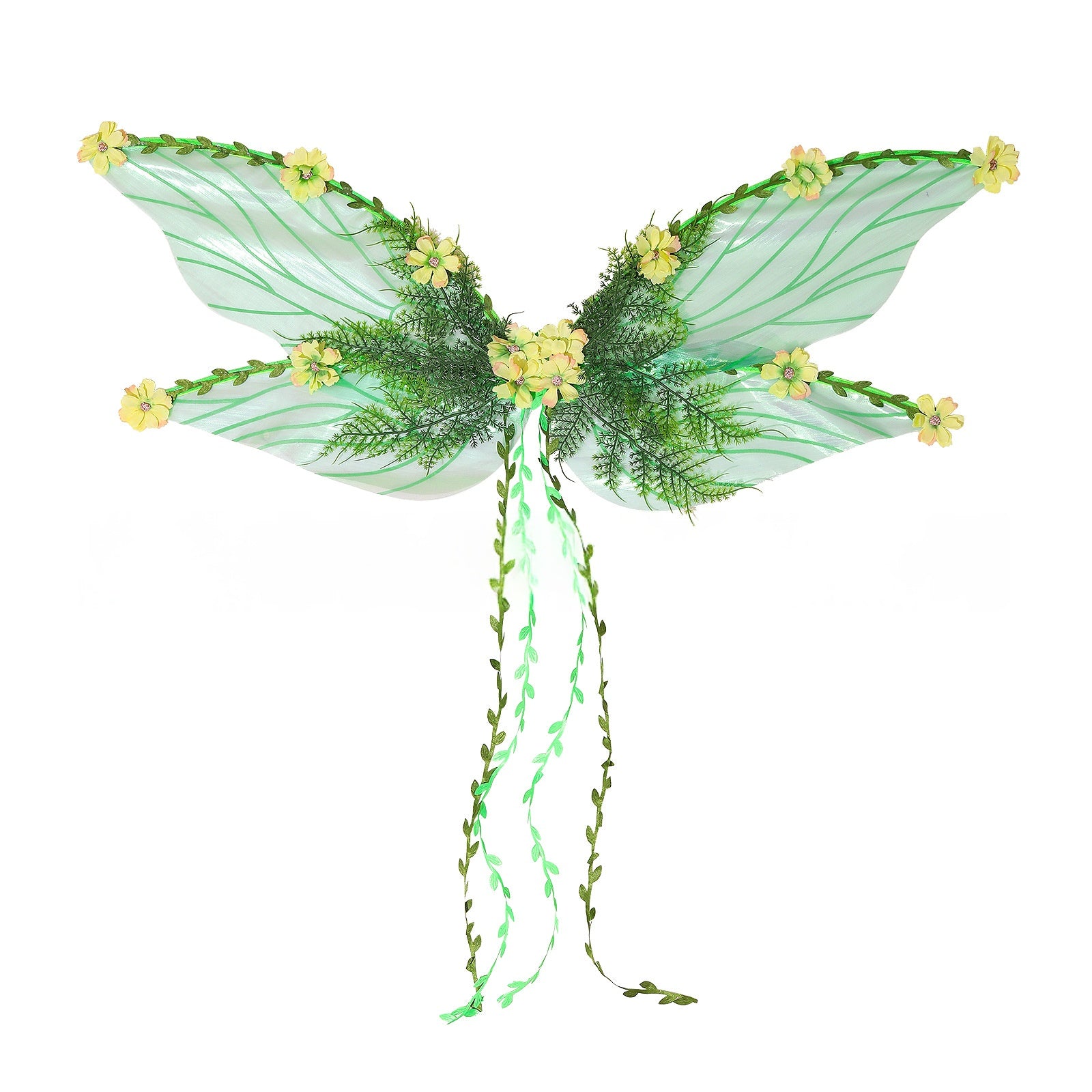 Green Cicada Wings Elf Costume For Halloween And Christmas — back view