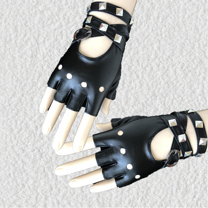 Women Punk Rock Half Finger Gothic Gloves | Magic Stories