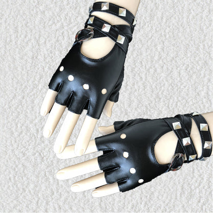 Women Punk Rock Half Finger Gothic Gloves | Magic Stories