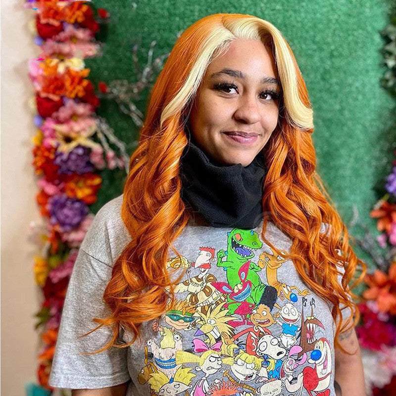 Front Lace Wig - #350 Highlights, Two-Tone Long Hair — side view