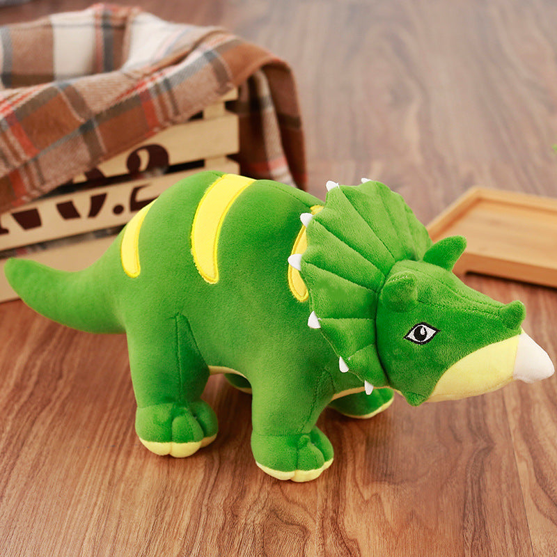 Triceratops dinosaur plush toy — scale reference
