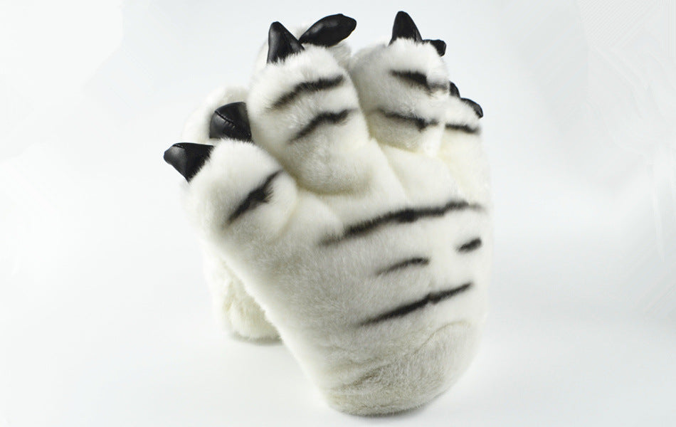 Plush Toy Zoo Children Props Tiger Paw Gloves Hand Warmer Pillow — in use