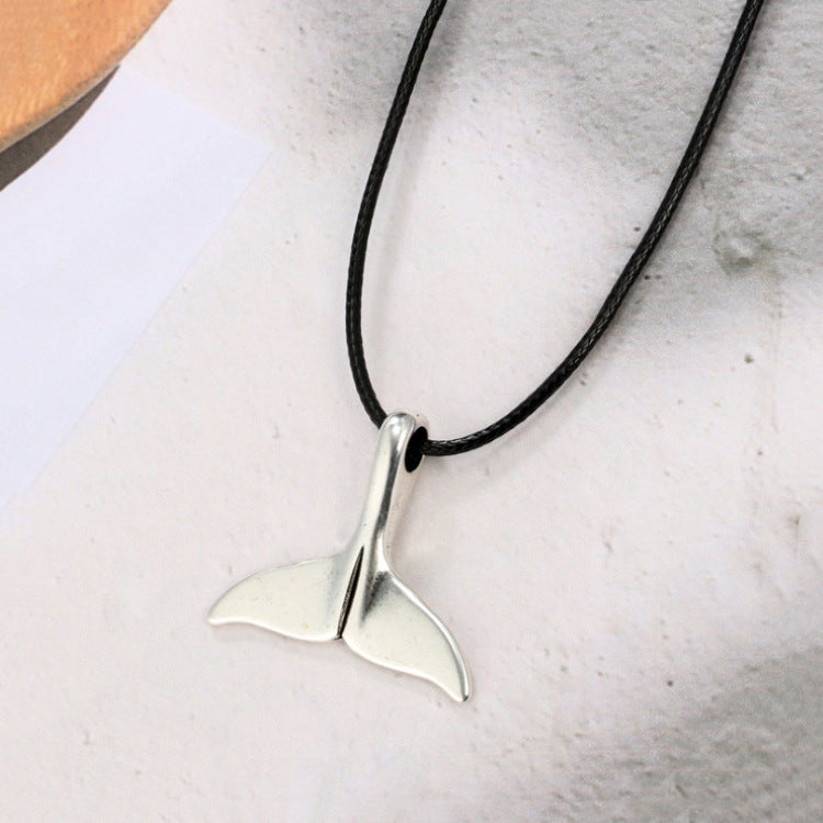 Leather Rope Mermaid Tail Animal Necklace — side view