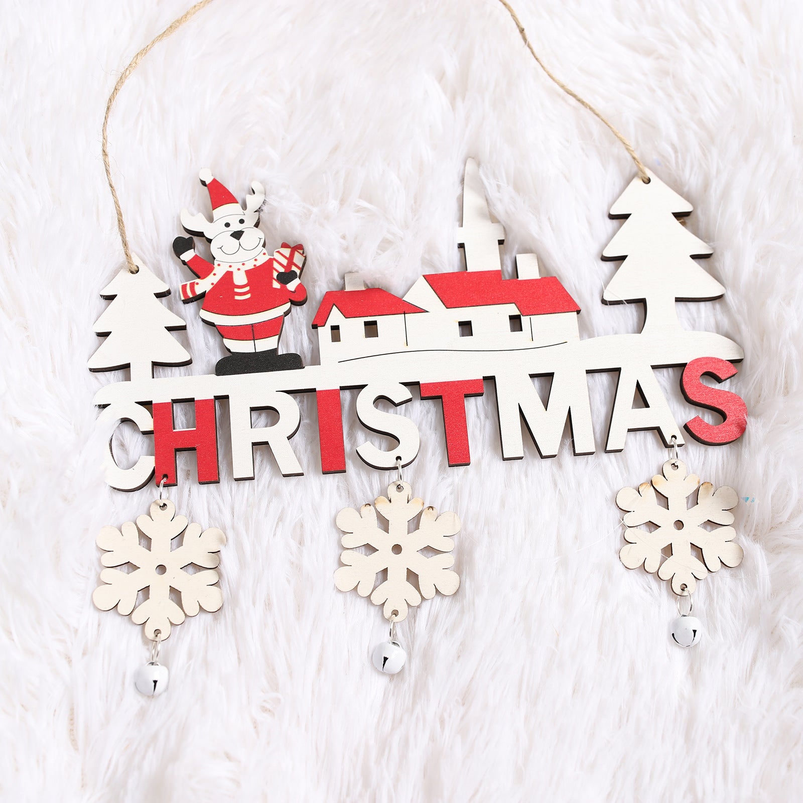 Christmas Wooden Pendant Creative Wooden Ornaments — side view