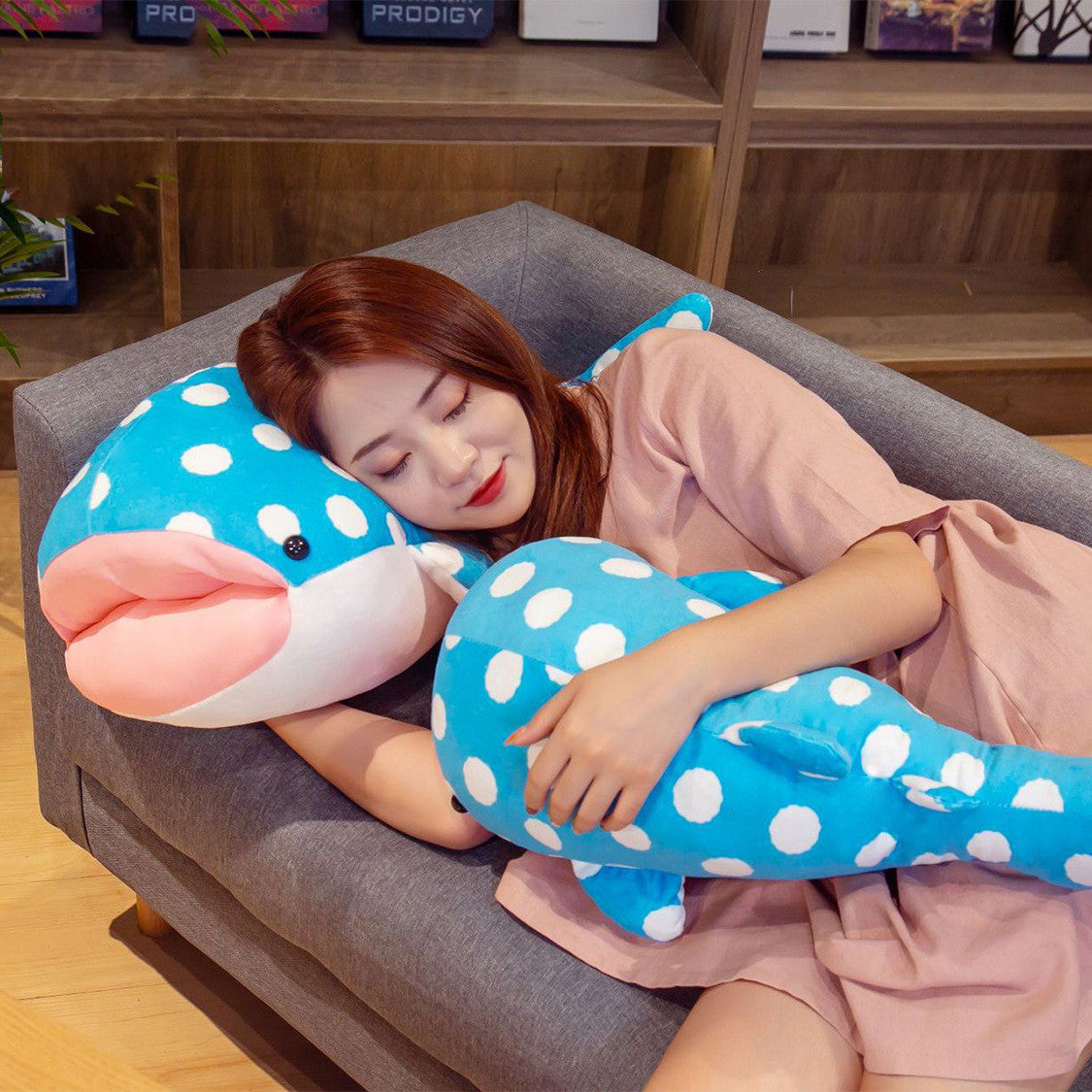 Spotted whale shark plush toy — back view