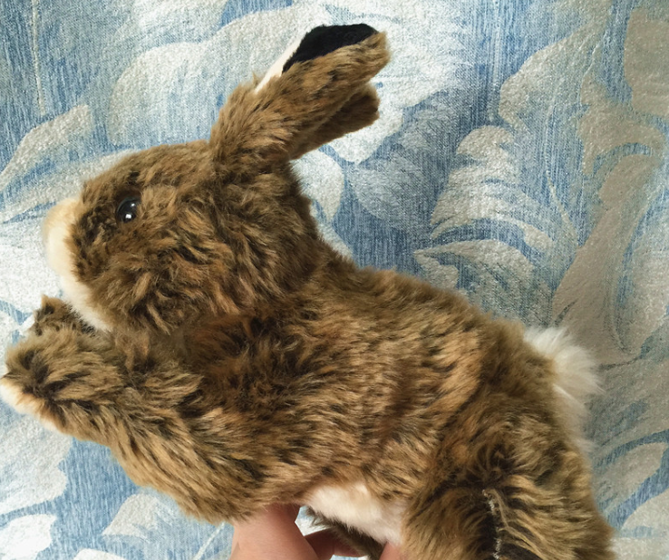 Bunny hare plush doll — side view